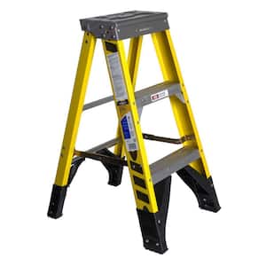 3 ft. Yellow Fiberglass Step Ladder with 375 lb. Load Capacity Type IAA Duty Rating