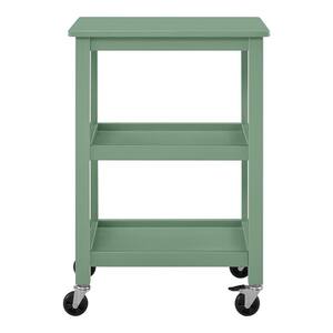 Endive Green Multi-Purpose Wooden Rolling Kitchen or Microwave Cart with 3 Storage Shelves (23" W)