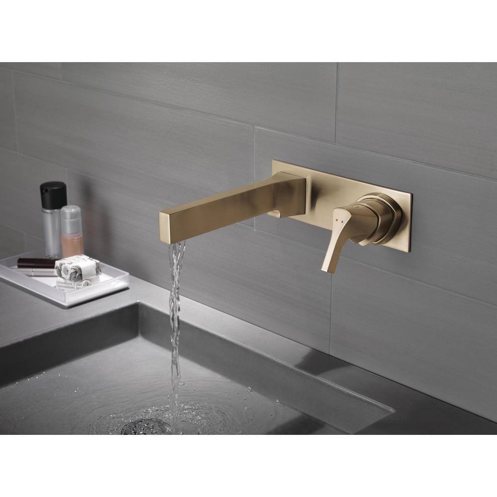 Zura Brushed Gold Wall-Mounted Lever Bathroom Faucet
