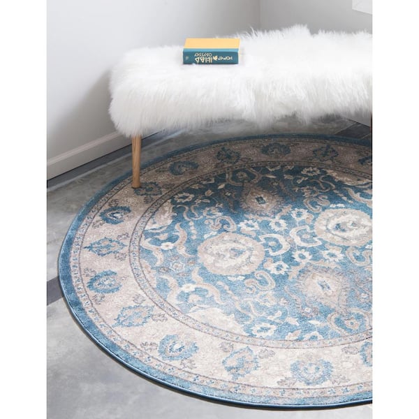 Salzburg Gaisberg Light Blue 5' 0 x 5' 0 Round Rug