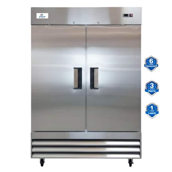 Cooler Depot 54 in. W 49 cu. ft. NSF Commercial 2-Door Reach in Upright Refrigerator in Stainless Steel