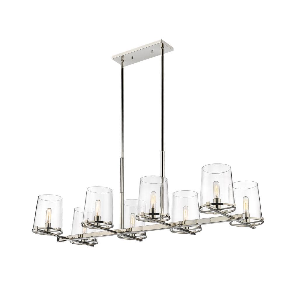 Callista 8-Light Polished Nickel Chandelier with Glass Shade
