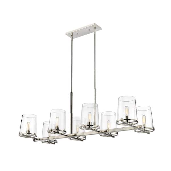 Unbranded Callista 8-Light Polished Nickel Chandelier with Glass Shade