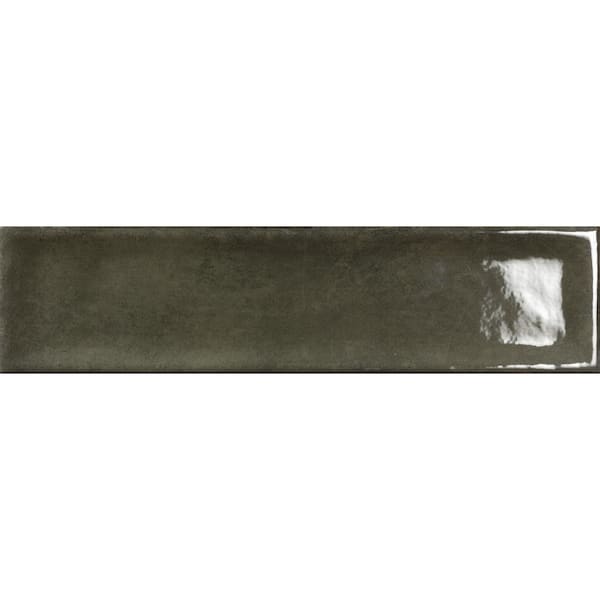 EMSER TILE Raku Olive 2.95 in. x 11.81 in. Glossy Brick Look Ceramic Wall Tile (6.05 sq. ft./Case)