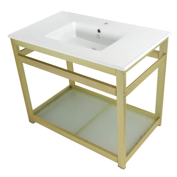 PELHAM & WHITE Manchester Cultured Carrera Marble White Console Sink and  Leg Combo in Brushed Nickel PWC1100-BN - The Home Depot