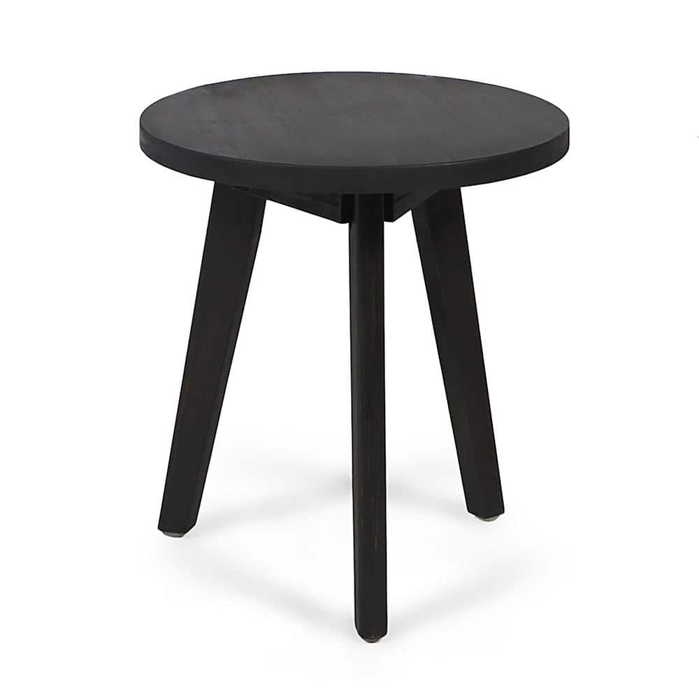 Dark Gray Acacia Wood Outdoor Side Table