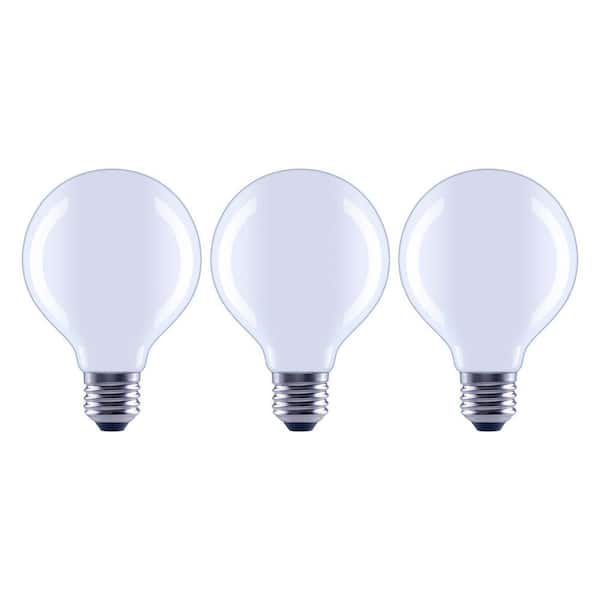EcoSmart 100-Watt Equivalent G25 Dimmable Globe Frosted Glass Filament LED Vintage Edison Light Bulb Soft White (3-Pack)