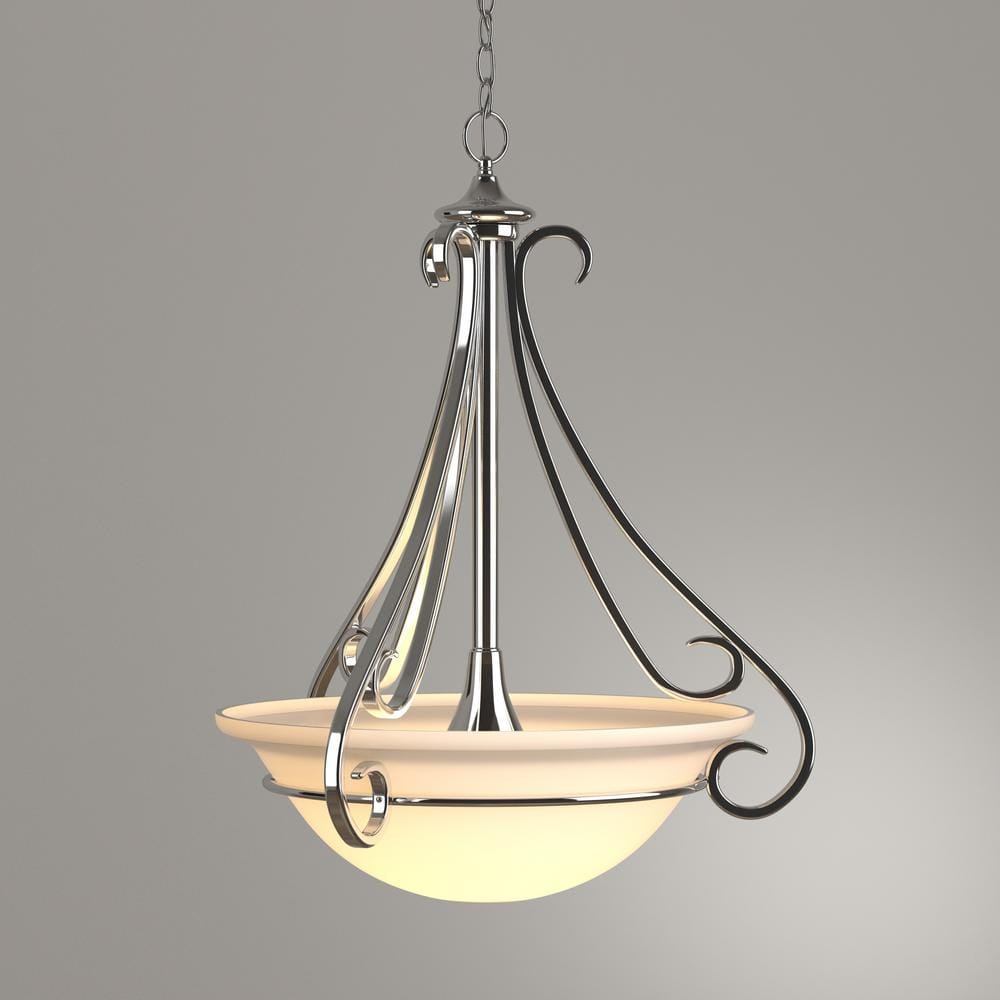 Torino Brushed Nickel 3-Light Inverted Pendant with Etched Glass Bowl