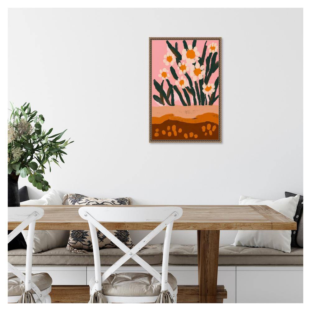 Pastel Floral Abstract Canvas Art with Beaded Frame
