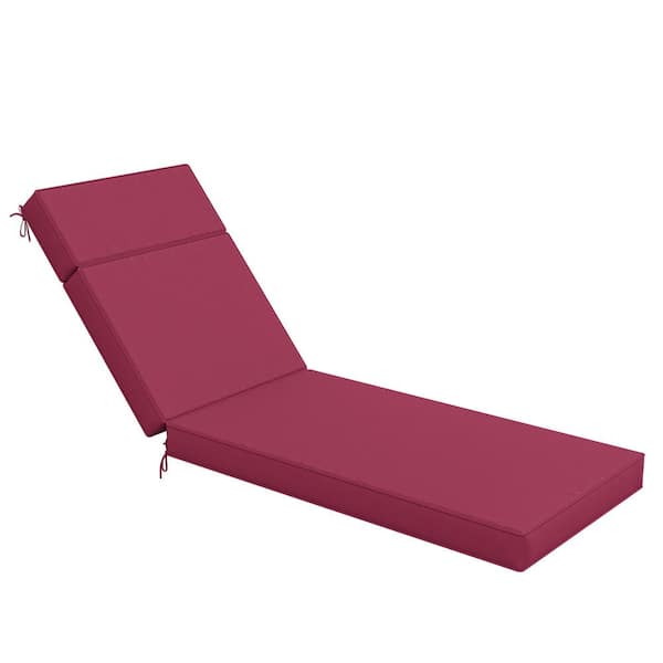 WNP 80 in. x 26 in. x 4 in. Premium Waterproof Chaise Lounge Cushion, All-Weather Replacement for Outdoor Chairs Fuchsia Red