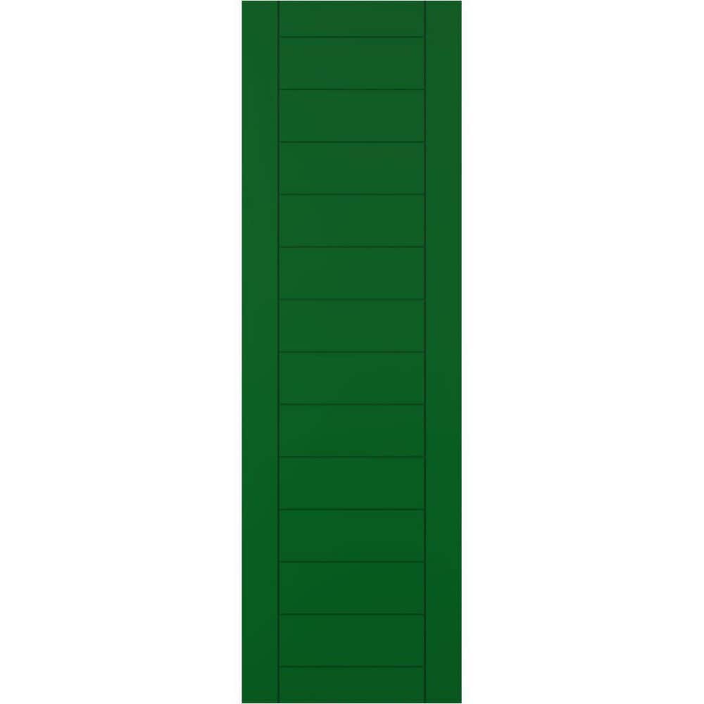 12 in. x 50 in. PVC Horizontal Slat Framed Modern Style Fixed Mount Board and Batten Shutters Pair in Viridian Green price history on PriceWatchPro