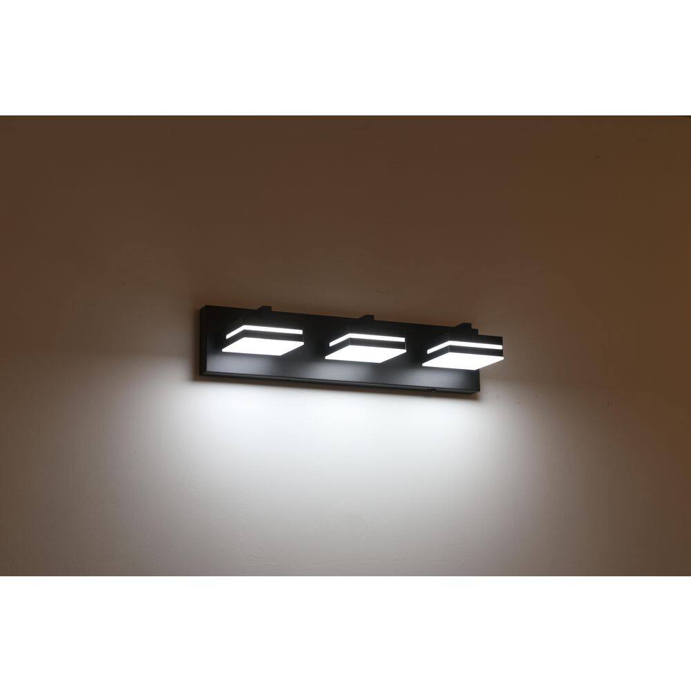 19.69 in. 3-Light Black LED Bathroom Vanity Light with Dimmable 5500K Daylight price history on PriceWatchPro