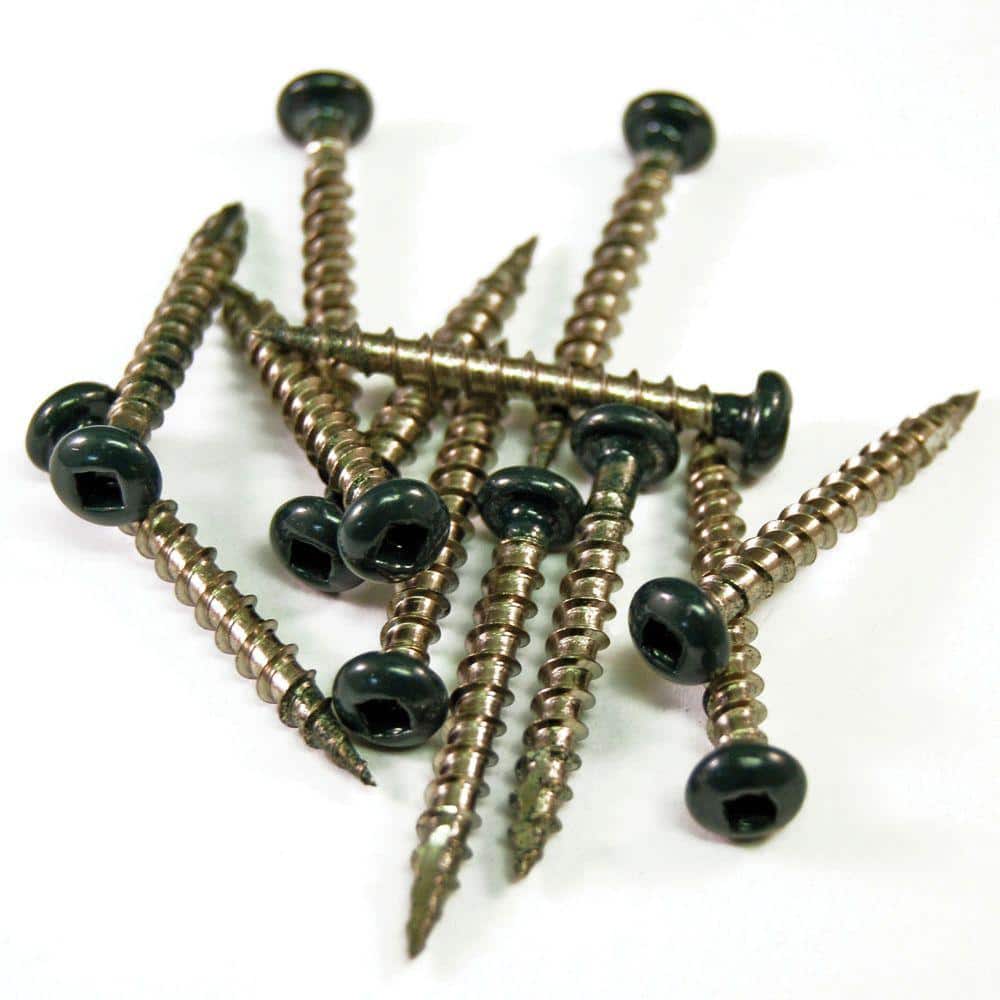 1-1/2 inch Stainless Steel Screws with Woodland Green Pan Head