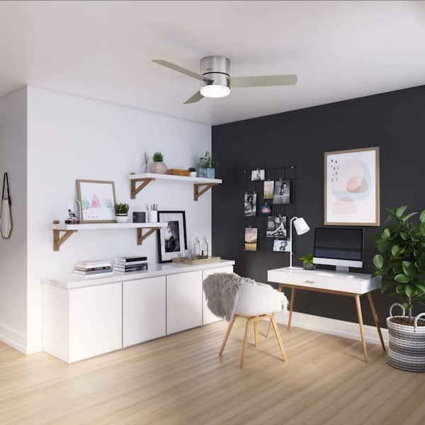 Hunter - Minimus 52 in. Integrated LED Indoor Brushed Nickel Ceiling Fan with Remote and Light Kit