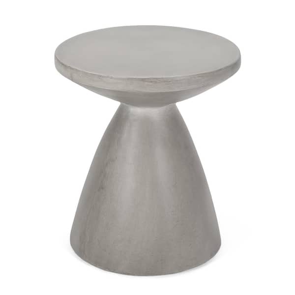Laconia Concrete Finish Hourglass Stone Outdoor Patio Side Table
