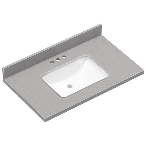Zeafive 36 in. W x 22 in. D Engineered Stone Marble White