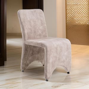 Beige Polyester Metal Frame Dining Chair (Set of 2)