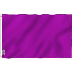 Fly Breeze 3 ft. x 5 ft. Polyester Solid Purple Color Flag 2-Sided Flag Banner with Brass Grommets and Canvas Header