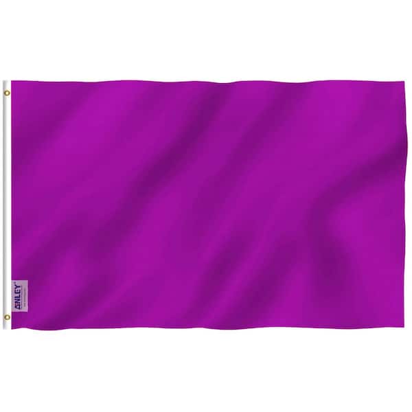 ANLEY Fly Breeze 3 ft. x 5 ft. Polyester Solid Purple Color Flag 2-Sided Flag Banner with Brass Grommets and Canvas Header