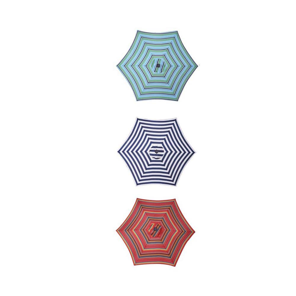 SERGA 8.7 ft. Market Patio Umbrella LED with Tilt And Crank in Red Stripes