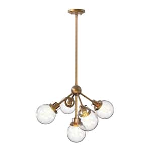 5-Light Gold Chandelier for Living Room with Bulbs Included