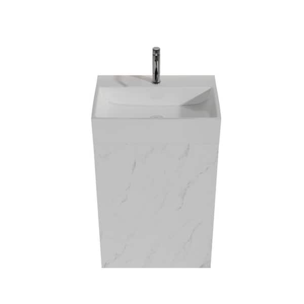 BEANS 20 in. W Single Sink Freestanding White Marble Bath Vanity with White Ceramic Top for Modern Bathroom