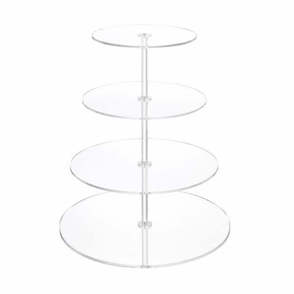 4 Tier Clear Acrylic Cupcake Stand for 50 Cupcakes, Round Dessert Display Tower for Parties