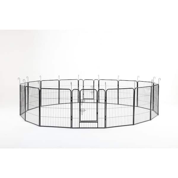 Amu Colo 23.62 in. H 16 -Panels Heavy-Duty Metal Playpen Dog Kennel Dog Fence Pet Exercise Pen for Outdoor, Indoor with Door