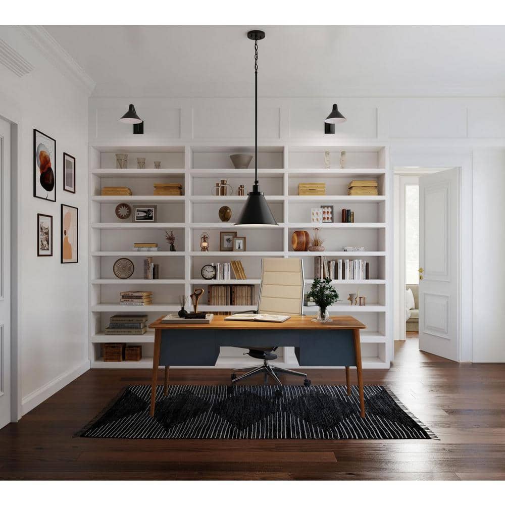 Hinton Collection 16 in. 1-Light Matte Black Pendant with Metal Shade price history on PriceWatchPro