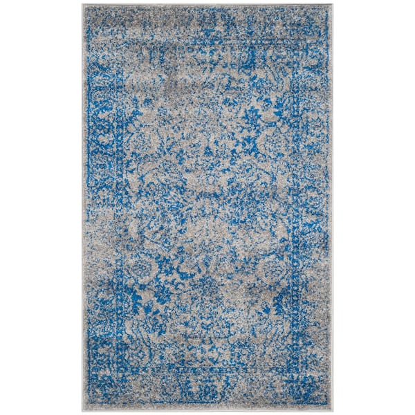 SAFAVIEH Adirondack Grey/Blue Doormat 3 ft. x 5 ft. Border Area Rug
