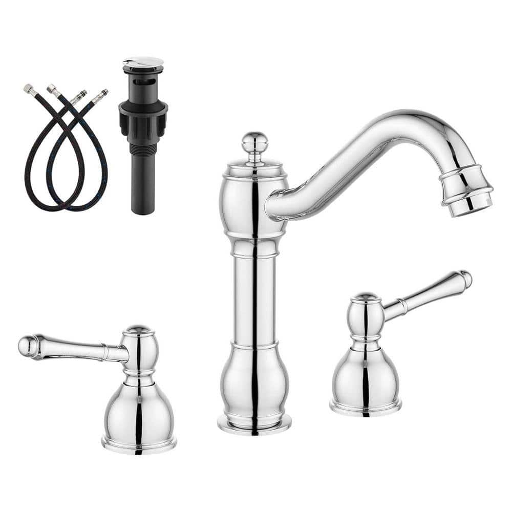 Double Handles 8 in. Widespread Bathroom Faucet in Polish Chrome(1-Pack) price history on PriceWatchPro