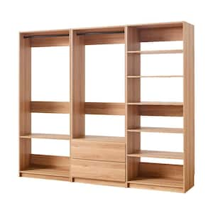 Prosper 94.5 in. W Oak Tower System Freestanding-Shelf Walk-in Wood Closet System