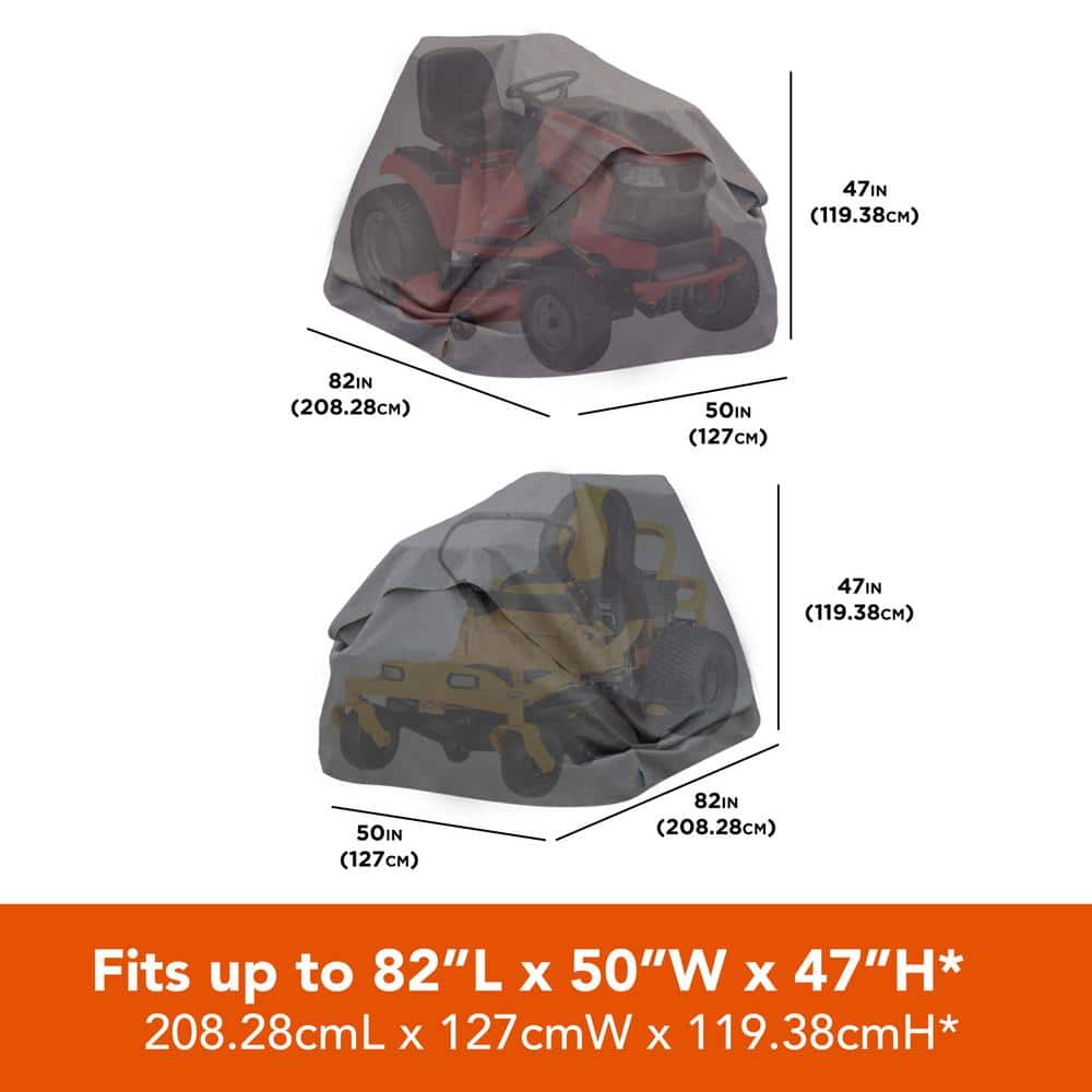 Gray Waterproof Polyester Riding Lawnmower Cover, 82"L x 50"W x 47"H