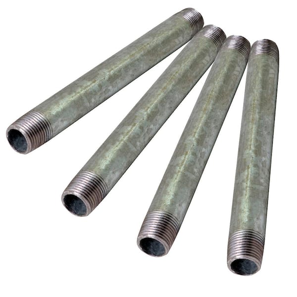 PLUMBFLEX 1/4 in. x 12 in. Galvanized Steel Nipple Pipe (4-Pack)