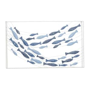 40 in. x  24 in. Metal Blue Fish Wall Decor