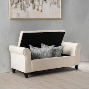 50 in. Sheffield Ivory White Rectangle Ottoman with Lift Top