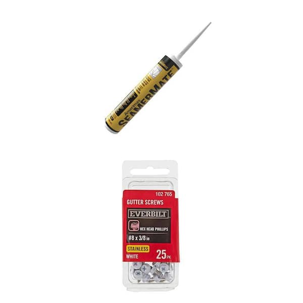 SeamerMate 10 oz. Gutter Sealant and #8 x 3/8 in. White Stainless Steel Gutter Screw (25-Pack) Combo