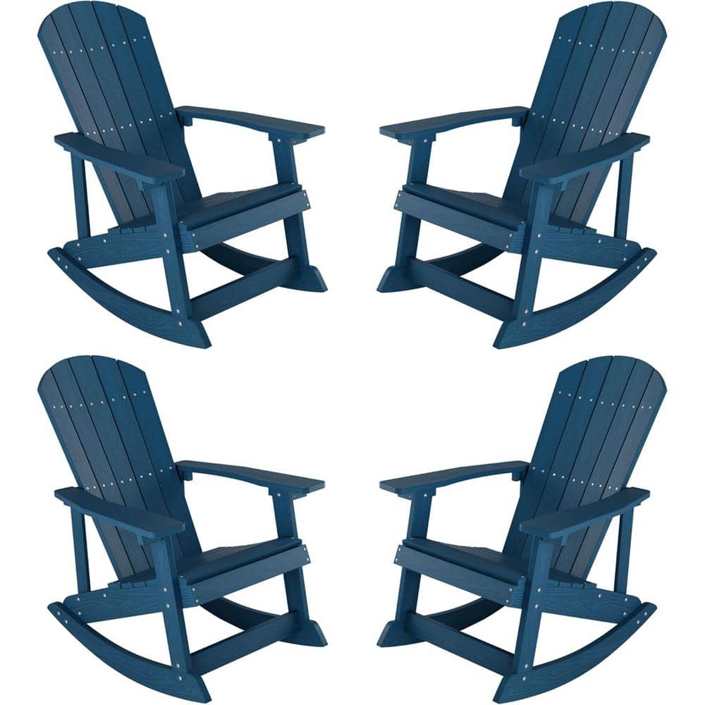 Navy Plastic Oversized Adirondack Patio Outdoor Rocking Chair (4-Pack) price history on PriceWatchPro