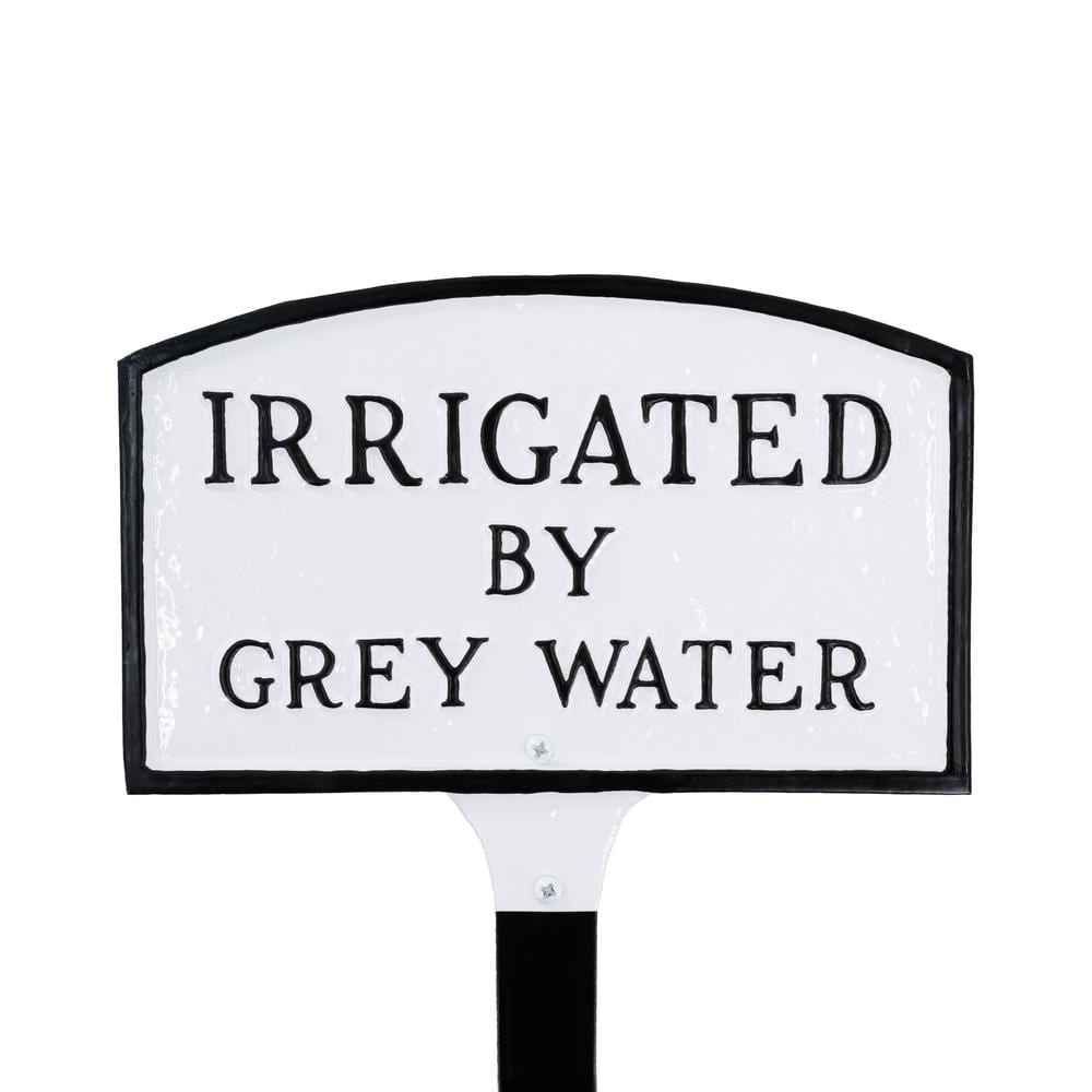 5.5 in. x 9 in. Small Arch Irrigated by Grey Water Statement Plaque Sign with Lawn Stake - White/Black price history on PriceWatchPro