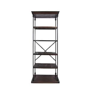 Abramo 84.75 in. Black Metal 5-Shelf Etagere Bookcase with Open Back