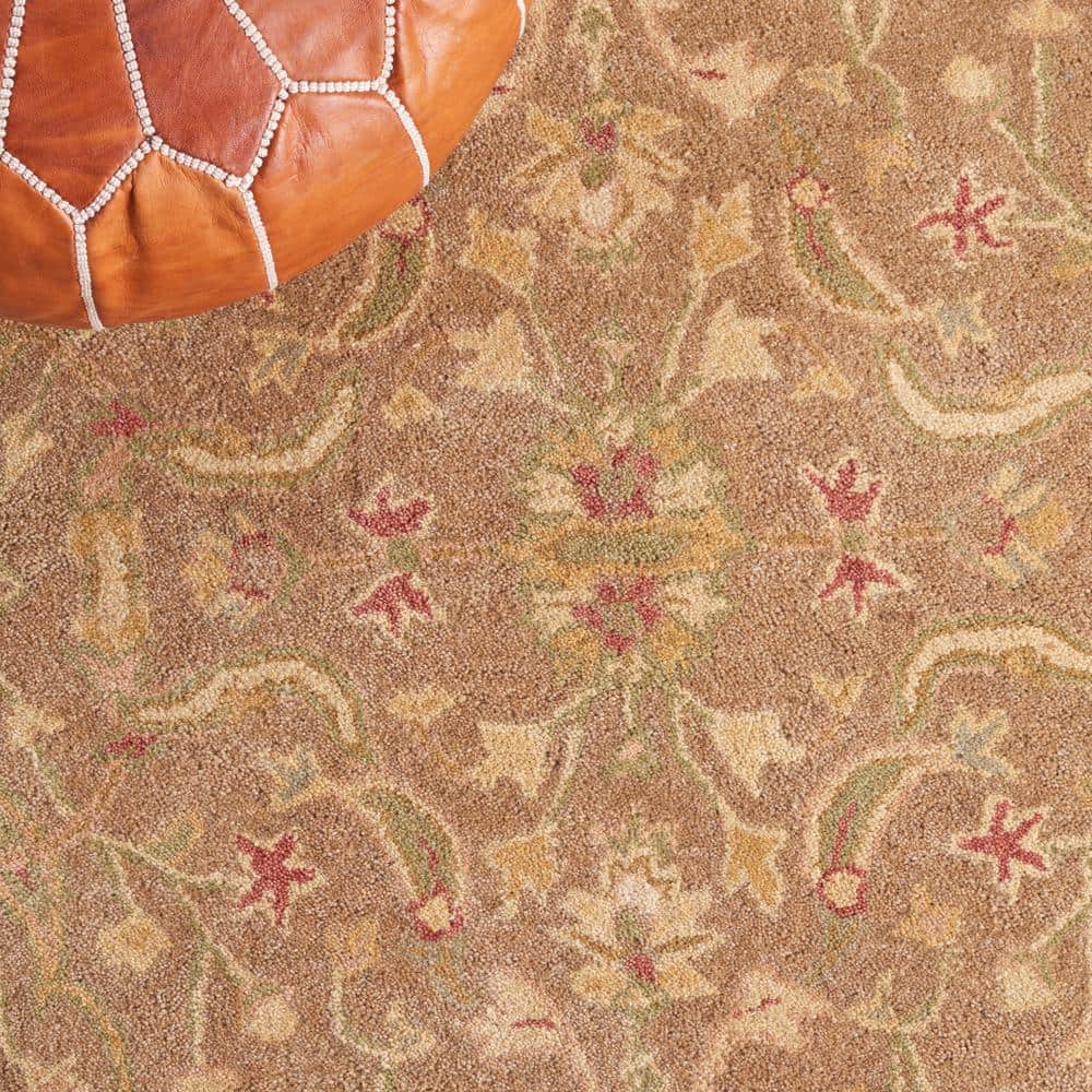 Handmade Tufted Brown and Gold Wool Square Rug, 8' x 8'