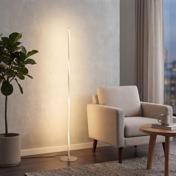 Pilar 63.75 in. Gold LED Integrated Floor Lamp