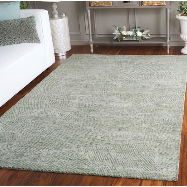 Metro 6 ft. x 6 ft. Sage/Ivory Solid Color Abstract Square Area Rug