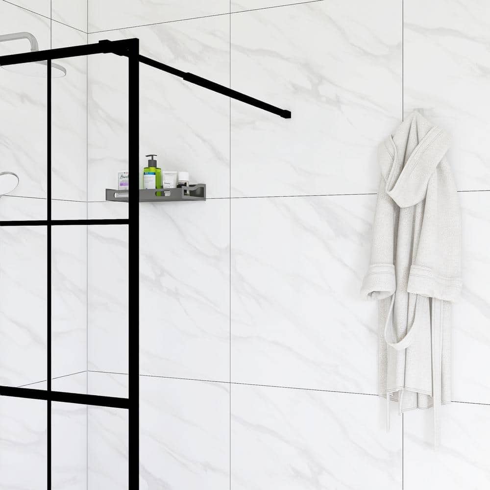 34" x 72" Black Framed Clear Glass Shower Door