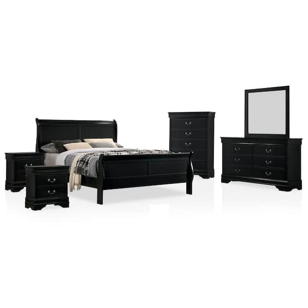 Furniture of America Alarcon 6-Piece Black Twin Bedroom Set