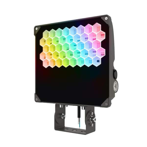 Dark Bronze Low Glare RGBW LED Flood Light-150W Eq, 6,500 Lumens, Remote/Manual, IP65 Waterproof, 5-Year Warranty