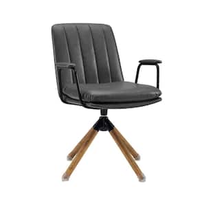Elly Gray Faux Leather Swivel Task Chair with Armrest