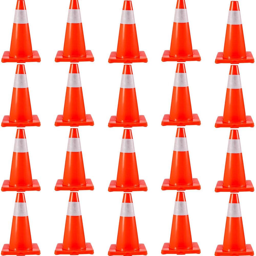 20 Pack 18 in. Traffic Cones Safety Road Parking Cones PVC Base Orange Traffic Cone with Reflective Collars price history on PriceWatchPro