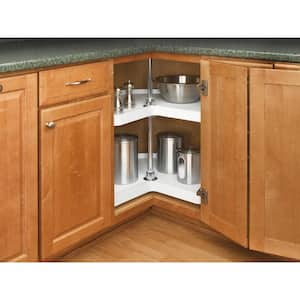 28 in. 2-Shelf White Kidney Shape Lazy Susan Set