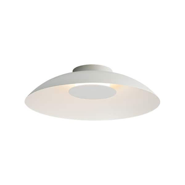 HUOKU PCover 1-Light 19.7 in. W White Flush Mount Integrated LED Ceiling Light Round Dome Low Ceiling Light for Living Room